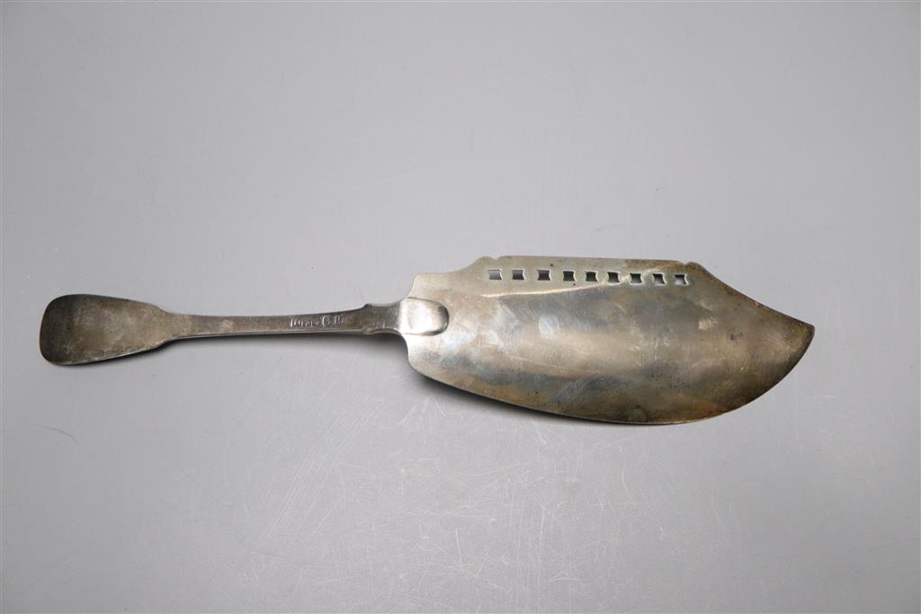 A George III Scottish pierced silver fish slice, Robert Gray & Son, Glasgow, 1826, 29.3cm, 4oz.